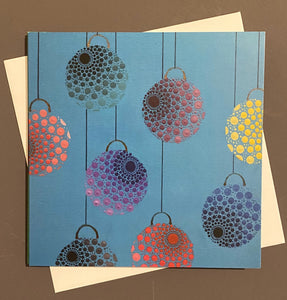 Baubles on Teal Christmas Card