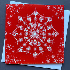 Red Snowflake Christmas Card