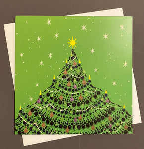 Christmas Tree on Green Christmas Card