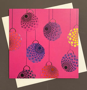 Baubles on Pink Christmas Card