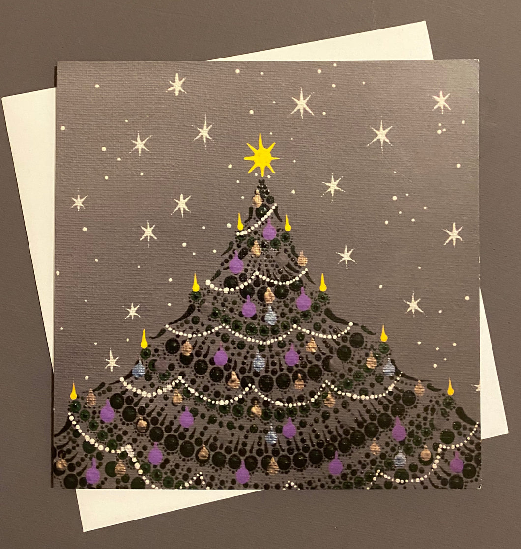 Christmas Tree on Grey Christmas Card