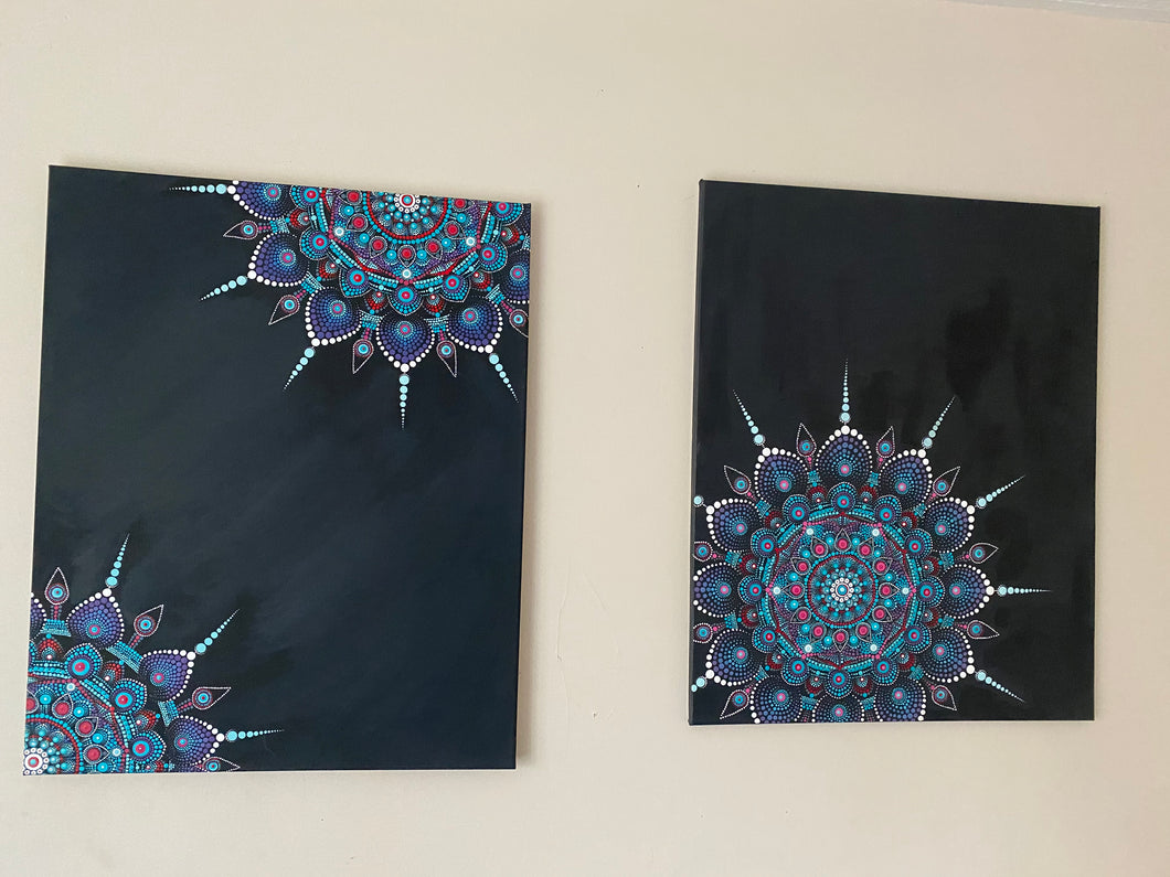 ORIGINAL: Pair of Paintings -Teal Drift