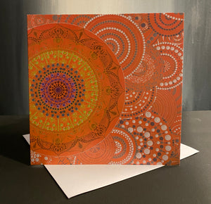 Orange Mandala Greeting Card