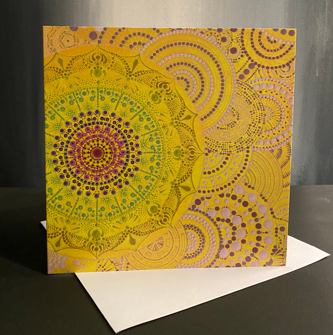 Yellow Mandala Greeting Card