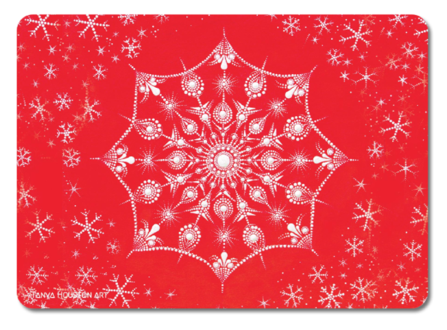 Set of 4 Placemats -  Red Snowflake